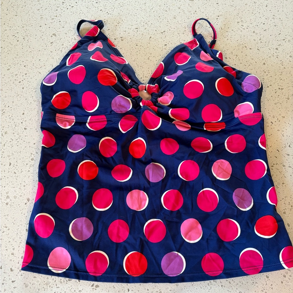 South Point Polka Dot Navy Blue Tankini Swim Top Size 16